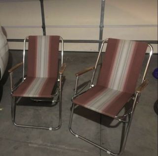 Mid Century 60’s Air - Stream Chrome Folding Rv Camping Chairs Zip Dee Vintage