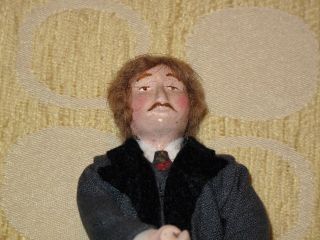 Vintage 1981 Dollhouse Miniature HANDMADE VICTORIAN Poseable MAN DOLL signed 2