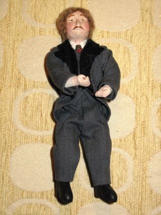 Vintage 1981 Dollhouse Miniature HANDMADE VICTORIAN Poseable MAN DOLL signed 3