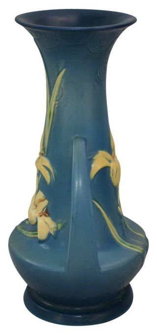 Tall and Vintage Roseville Pottery Zephyr Lily Blue Vase 140 - 12 2