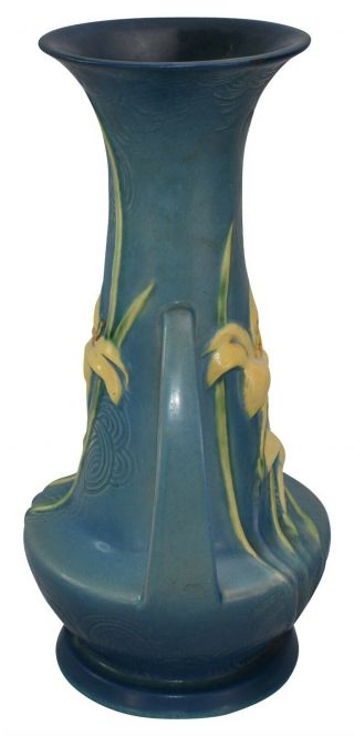 Tall and Vintage Roseville Pottery Zephyr Lily Blue Vase 140 - 12 4