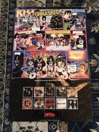 Vintage 1980 Kiss Unmasked Album Promo Store Poster Rare Aucoin Australia