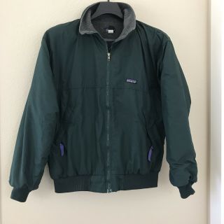 Patagonia Men Bomber Jacket Large Green Zip Pockets Fleece Lined Usa Vintage