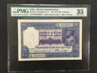 India (british Admin. ) 10 Rupees 1917 - 1930 - - Pmg 35 Vf - - - - - Rare