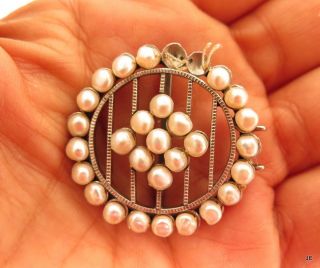 Old Antique 14k Solid White Gold Real Pearl Belt Buckle Bridal Tlc No Scrap F379