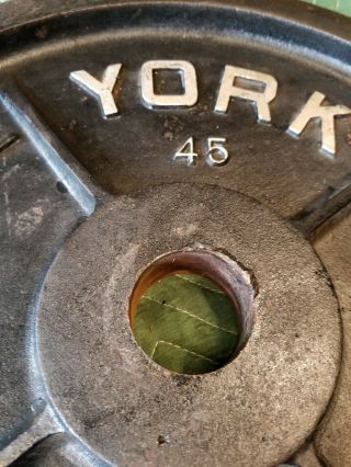 Vintage 45lb YORK Barbell Olympic Weight - 5/8 