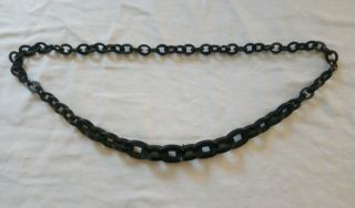 Antique Mourning Necklace Chain Link Long Length Whitby Jet Bog Wood Vulcanite