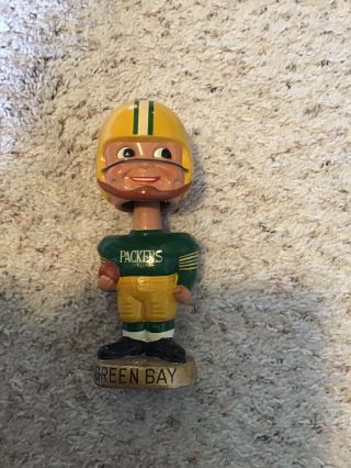 Green Bay Packers Bobble Head 1960s Vintage NFL Football Nodder Japan Gold Base 5