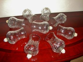 (9) Vintage Home Interior Hurricane Bell Shape Clear Glass Homco Votive Cups