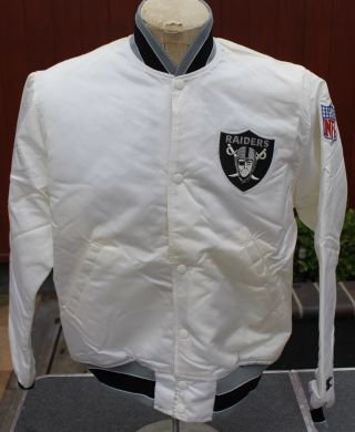 Rare Vintage Pro Line Starter Los Angeles Raiders White Satin Jacket Nfl Medium