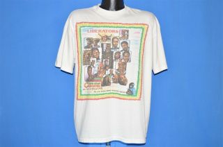 vtg 90s LIBERATORS BLACK HISTORY FREEDOM FIGHTERS MALCOM X BOB MARLEY t - shirt XL 2