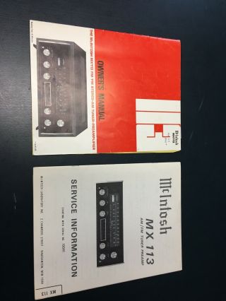 Vintage McIntosh MX113 Stereo Preamplifier/AM and FM tuner 6