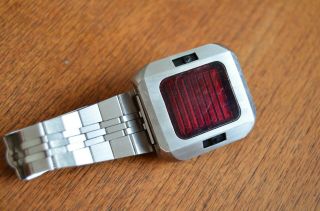 Vintage LED watch Synchronar / Sunwatch MK2 satainless steel top 4