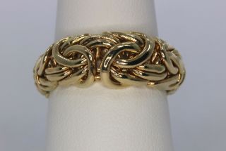 Vintage 14k Yellow Gold Byzantine Design Band Ring Size 9
