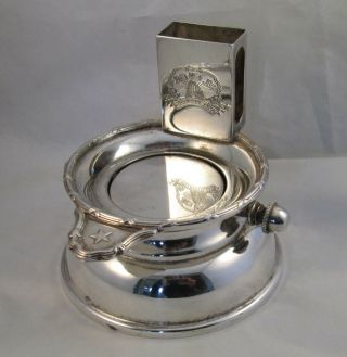A Fine Silver Plated Revolving Ash Tray And Match Holder By Shanghai Tang