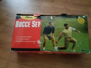 Vtg Franklin Bocce Ball Game Set 92mm Lacquered Wood Balls Old Stock