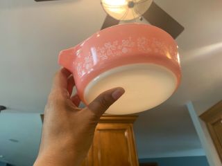 HTF entire line of Pyrex pink/white gooseberry vintage bakeware w/lids 12