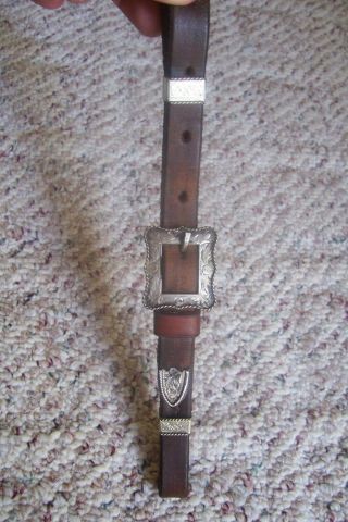 Vintage Leather Show Curb Strap With Silver Buckle Set