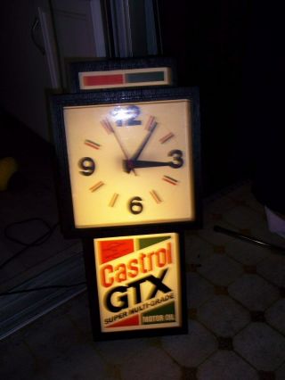 Castrol Gtx Illuminated Clock Sign Gas Station Motor Oil Vintage Light