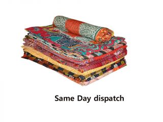 20pc Kantha Quilt Indian Vintage Handmade Reversible Throw Blanket