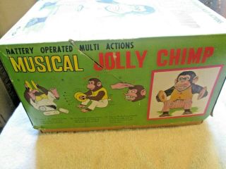 Vintage Daishin Musical Jolly Chimp Monkey good With Box & Tag 4