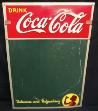 Vintage Coca Cola Menu Board Shadow Girl @1942 American Art Coshocton Oh 1