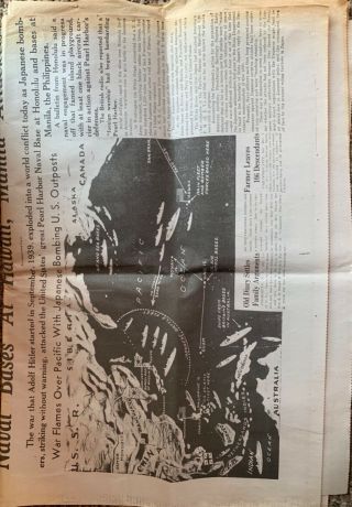 Vintage WW2 Newspaper “The Baltimore NewsPost December 8,  1941” 2