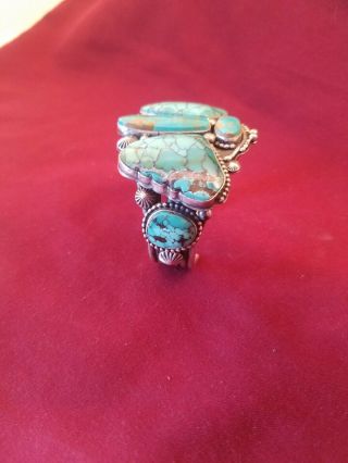 Vintage Navajo Turquoise butterfly Sterling Silver Cuff by Jeanette Dale 94.  4g 5