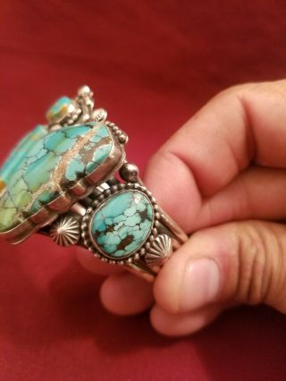 Vintage Navajo Turquoise butterfly Sterling Silver Cuff by Jeanette Dale 94.  4g 9