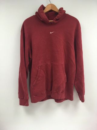 Vintage Nike Center Swoosh Red Hoodie Sweatshirt - Men 