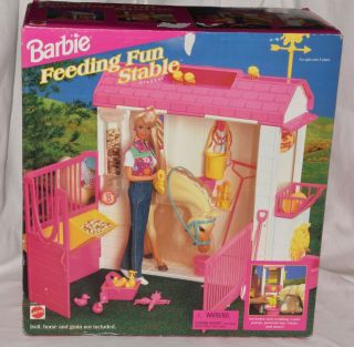 Vintage Barbie Feeding Fun Stable 1995 Collectible Toy Mattel Box