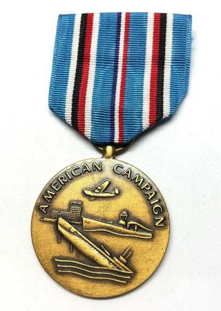 Wwii Ww2 Us U.  S.  American Campaign Medal,  Ribbon,  Navy,  Usn,  United States