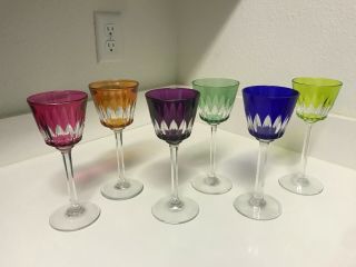 Baccarat Lavandou Crystal Rare Vintage Blown Glass Wine Goblet Glass Set