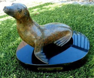 Vintage/rare J.  Wyatt Limited Edition: Bronze & Marble Seal Sculpture " Sunning "