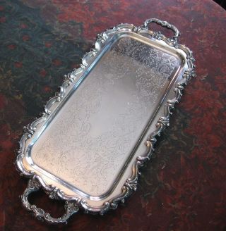 Antique Tray Stunning Old Long Tray Footed 24 1/2 Long