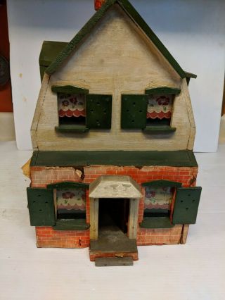 Old Antique Wooden Handmade Small Dollhouse Folk Art House Made From Wood Crate
