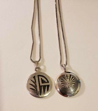 Vintage Sterling Silver Hopi Design Pendants Signed