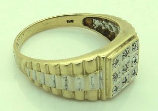Vintage Mens 9ct Solid Gold Dress Ring With Diamond Chips 5.  48gms Not Scrap