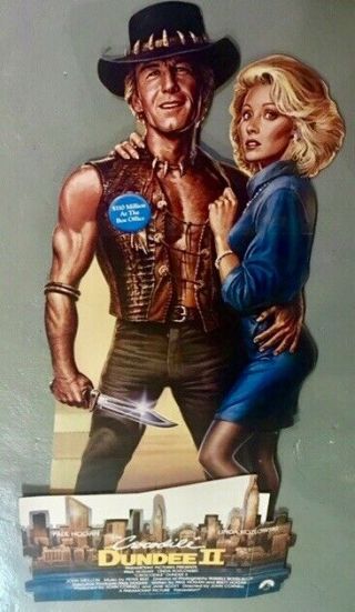 Crocodile Dundee 2 Vintage 1988 Movie Standee Video Store Retail Rental Display