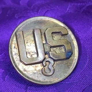 Ww2 Collar Disk Enlisted Man Us 3rd Infantry Brass Screw Back