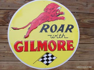 Large Gilmore Gas Pump Sign Old Vintage Antique Style,  Metal,  Shop,  Garage,  Signs