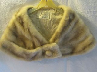 Vintage The House Of Kudra Furs Oleg Cassini Blonde Mink Fur Stole Short Wrap