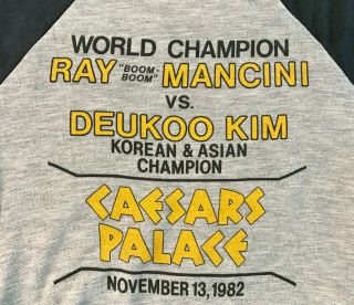 Ray " Boom Boom " Mancini Vs Deukoo Kim Vintage Shirt Las Vegas 1982 Boxing Event