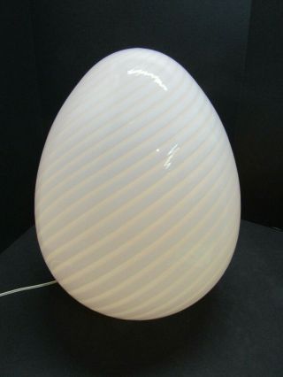 Vintage Mid Century Moderns Murano Italy Swirl Glass Light Table Lamp Egg Shape
