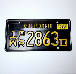 Rare Vintage 1963 Auto Dealer Black Yellow California License Plate