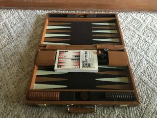 Vintage Hit Industries Backgammon Set Leather Case Complete