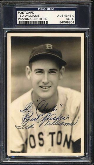 Ted Williams Signed Auto George Burke 1941 Play Ball Card Image Psa/dna Vintage