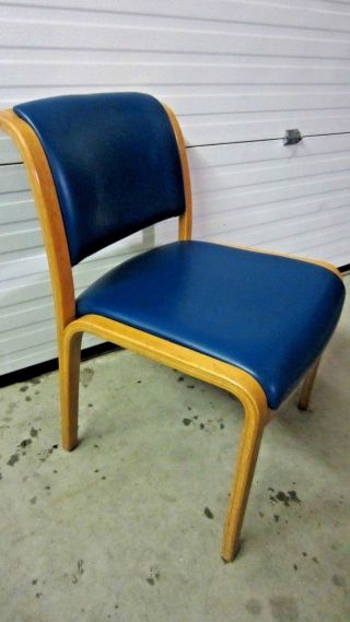 Vintage Thonet Chair,  Blue Padded - Mid Century Style