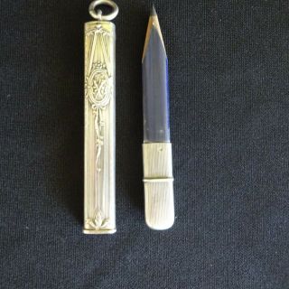 Antique Silver Pencil Chatelaine French Art Nouveau Pendant Napoleon III Vintage 4