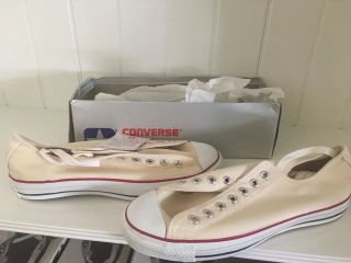 Nib Vintage Converse All Star Unbleached White Chuck Taylor Made In Usa 10.  5